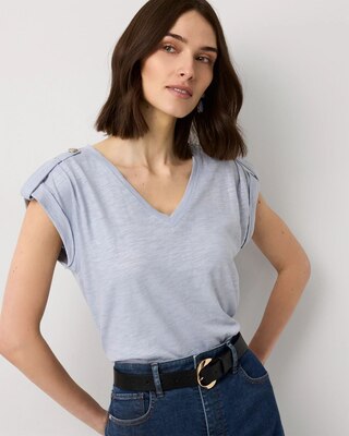 V-Neck Tee with Epaulets