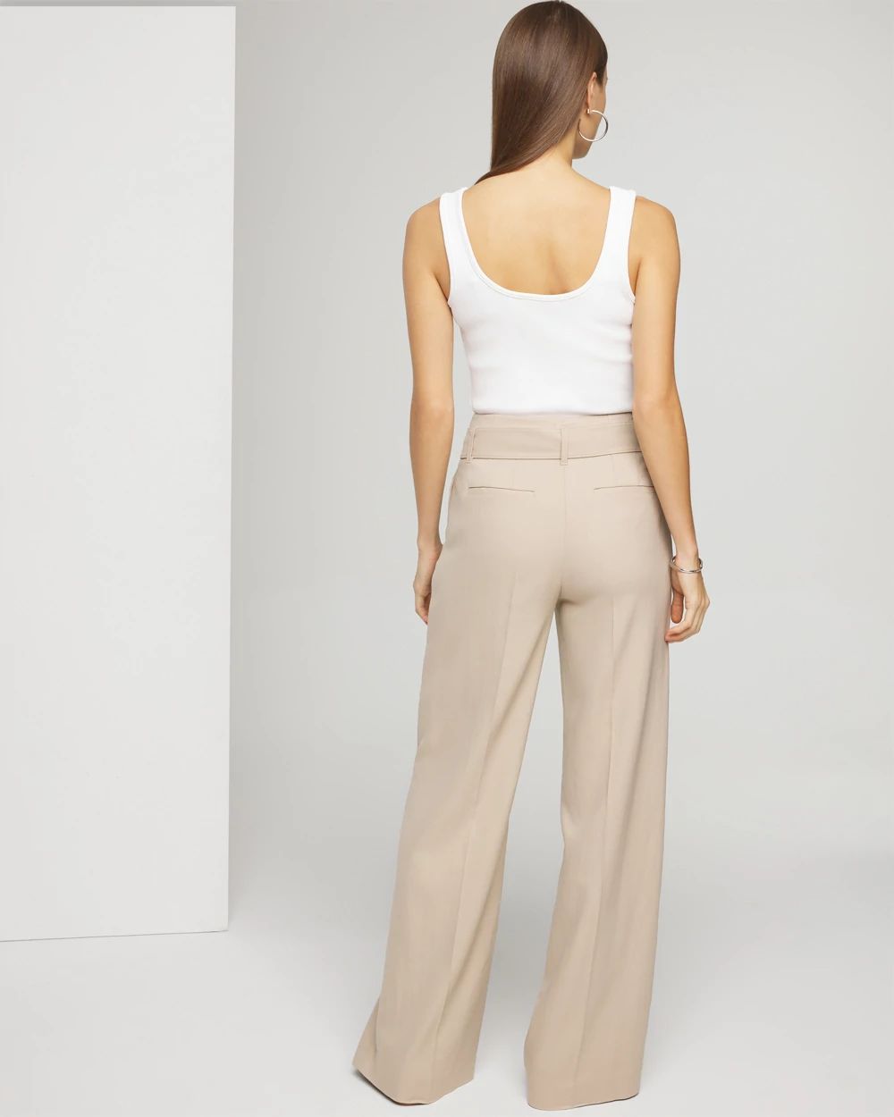 Petite Belted Wide-Leg Woven Pants