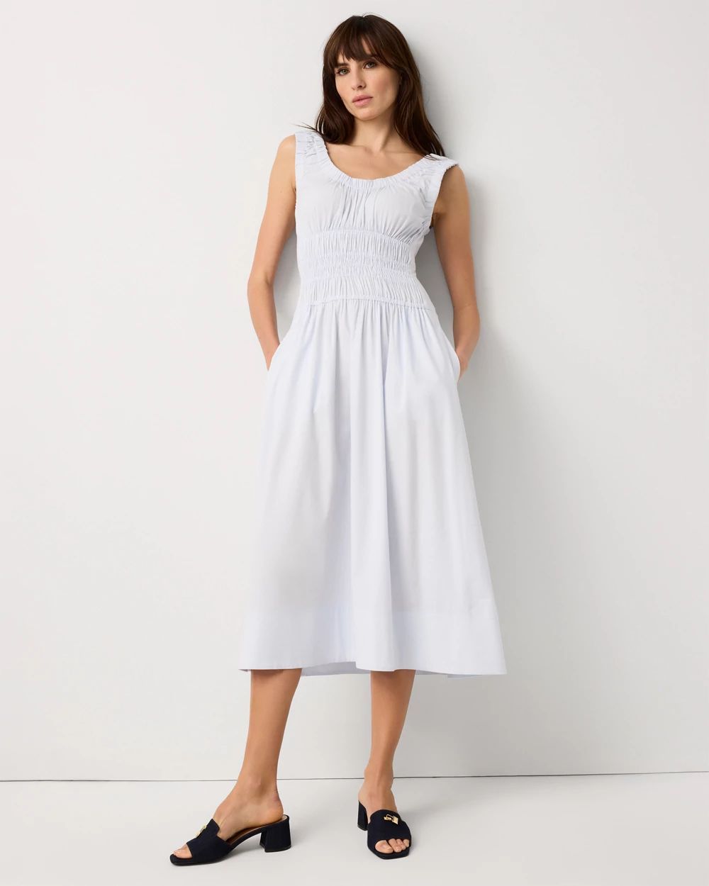 Petite Ruched Tank Midi Dress