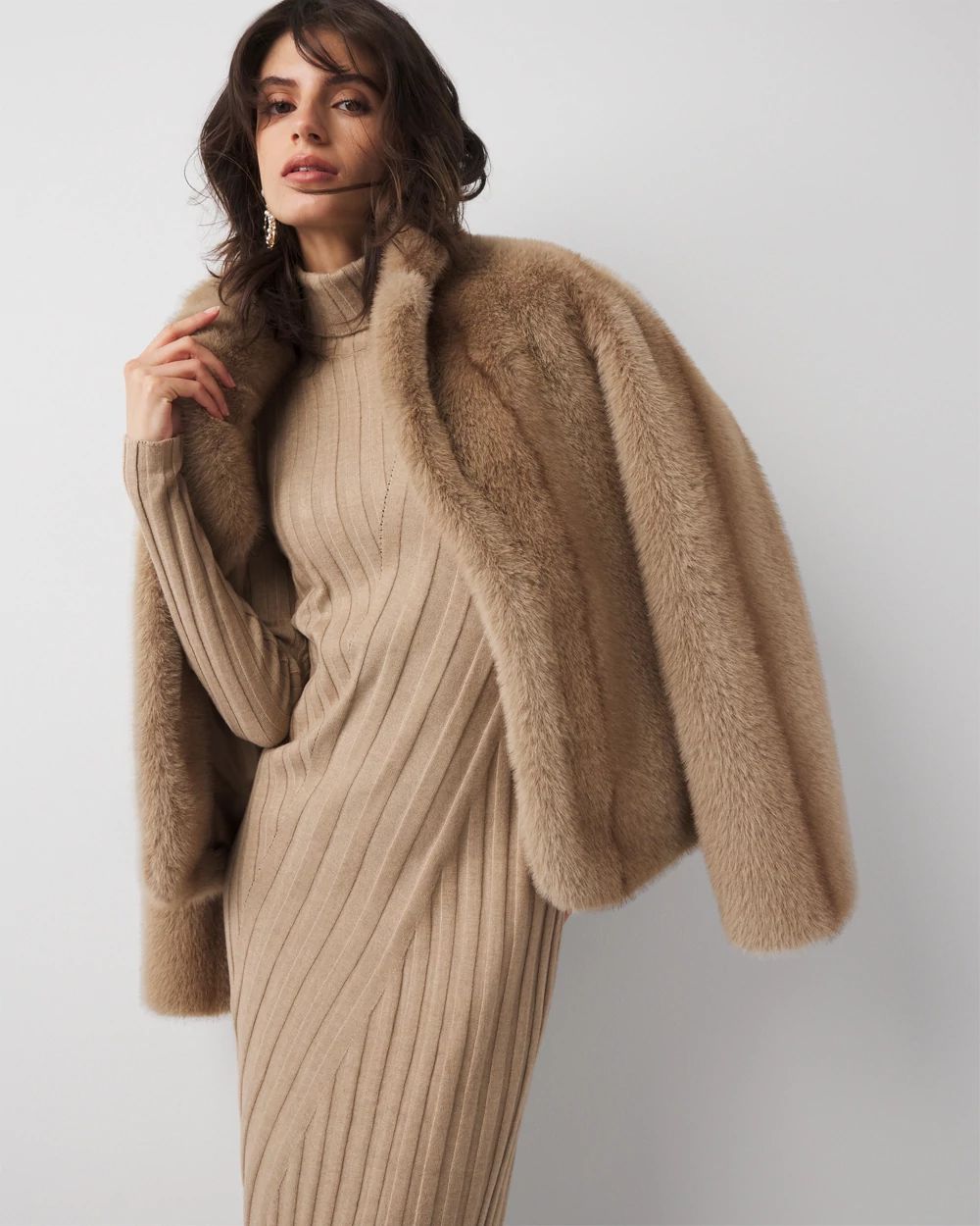Petite Ribbed Turtleneck Sweater Dress