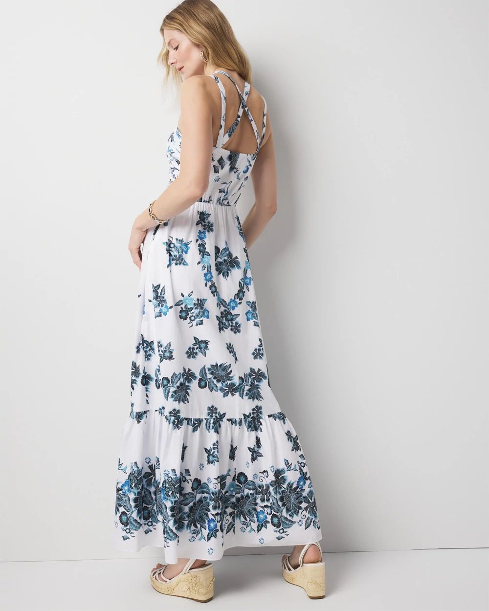 Strappy Floral Halter Maxi Dress