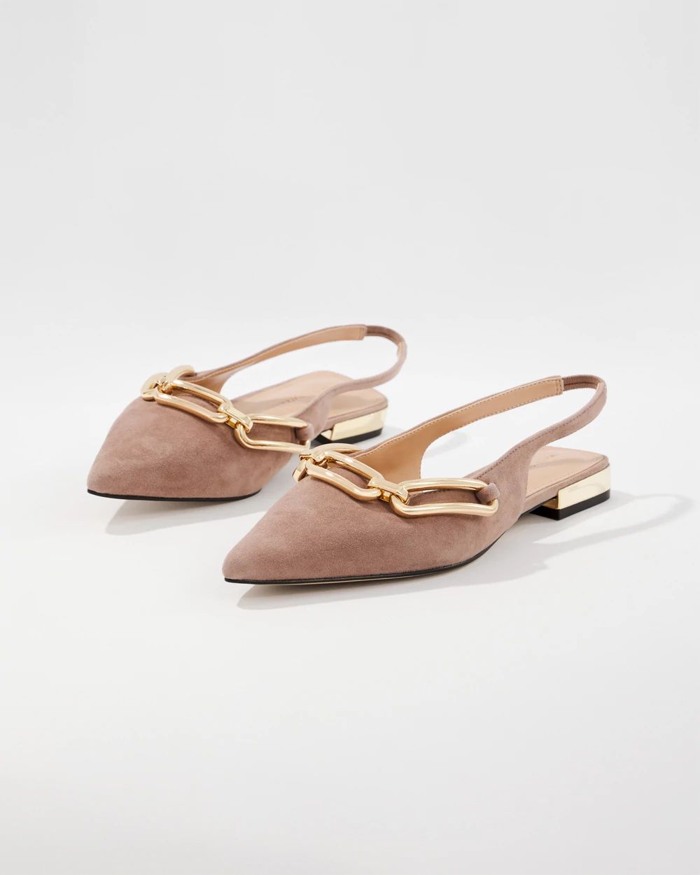 Suede Chain-Detail Slingback