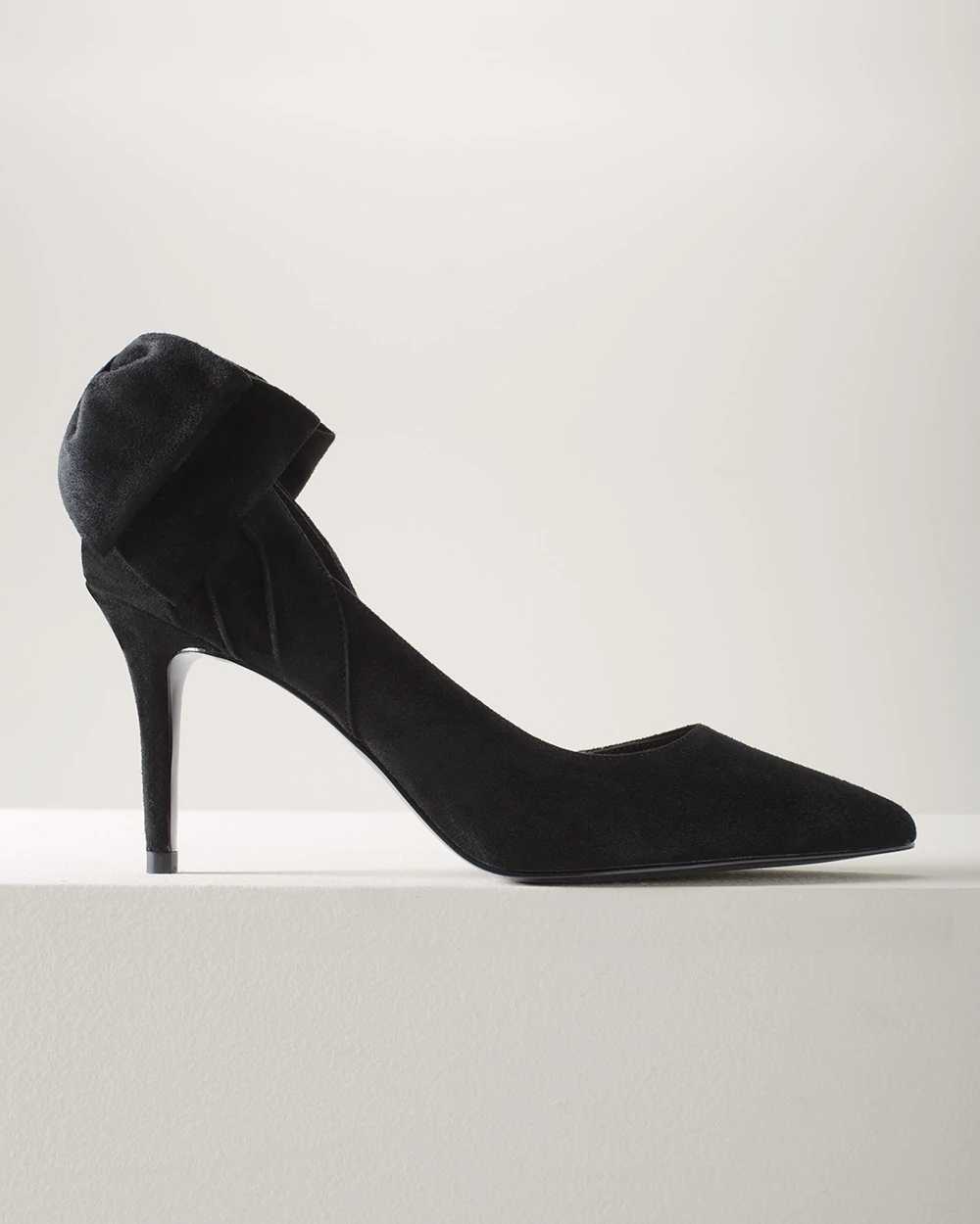 Black Suede Bow Back Pumps