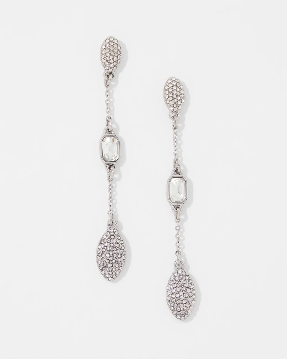 White House Black Market Pave Linear Earrings | In Silver