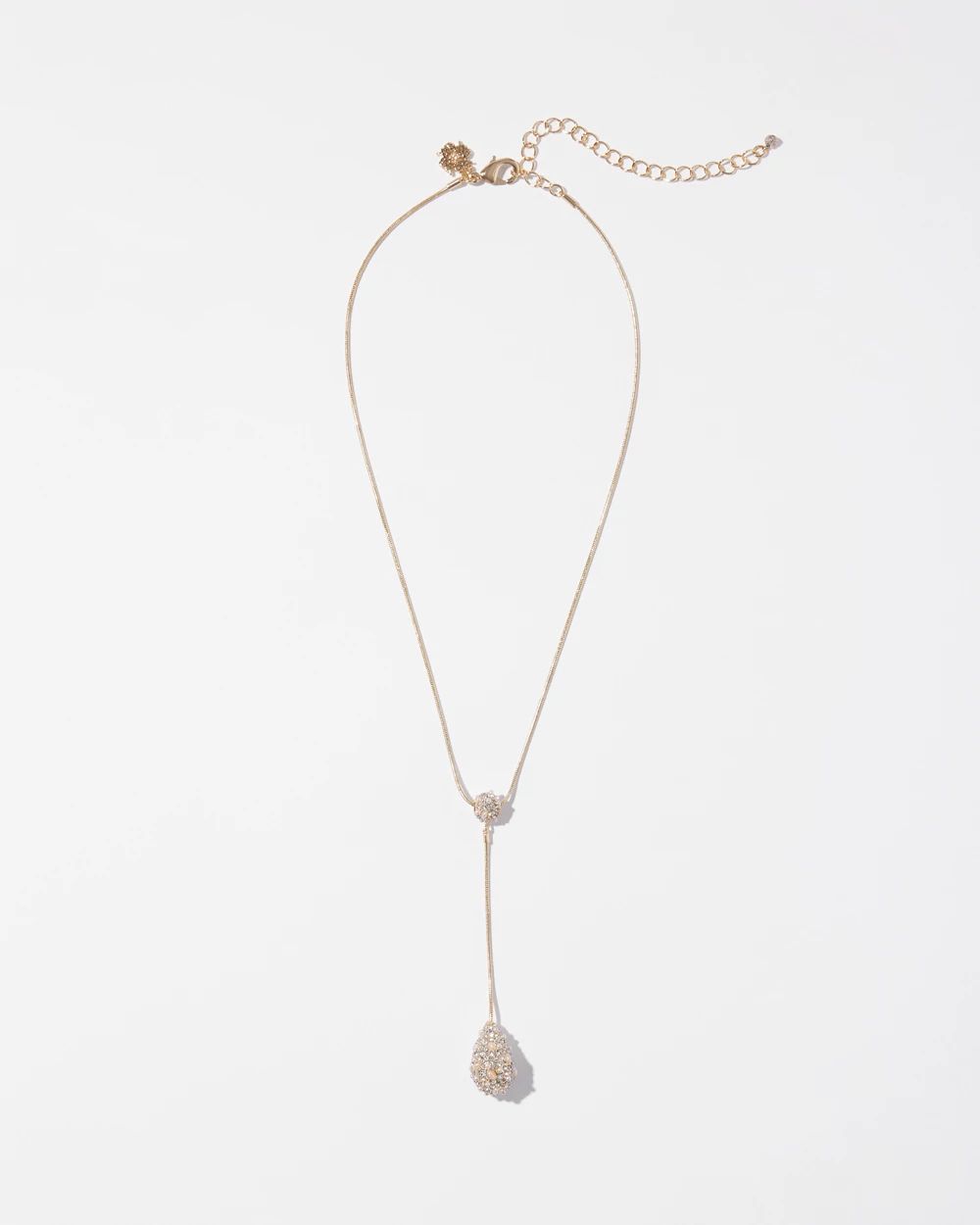 Glass Pearl Pave Y Necklace
