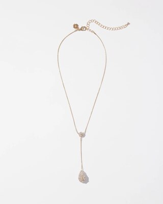 Glass Pearl Pave Y Necklace