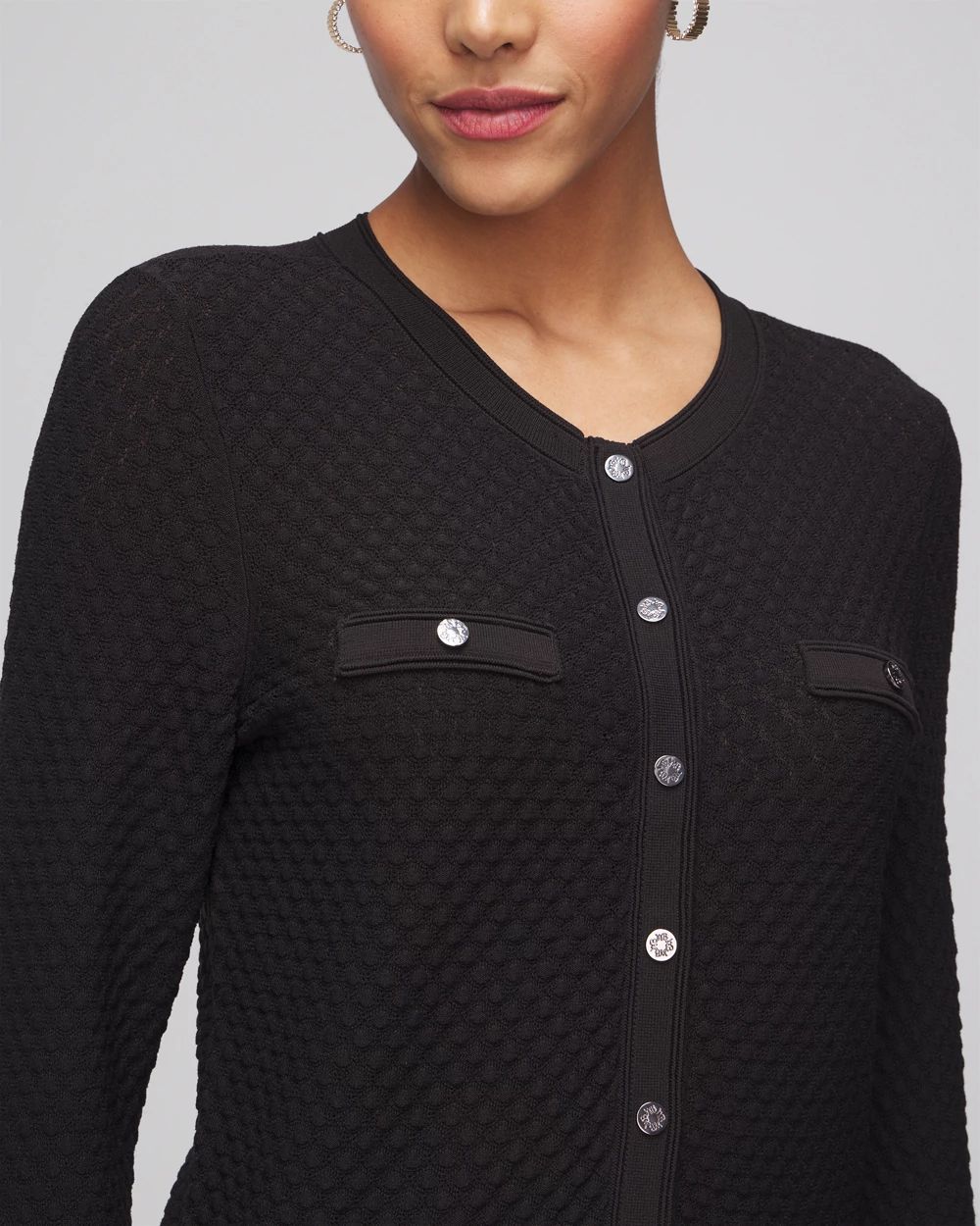 Novelty Stitch Crew Cardigan