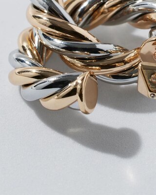 Mixed Metal Twist Hoop Earing