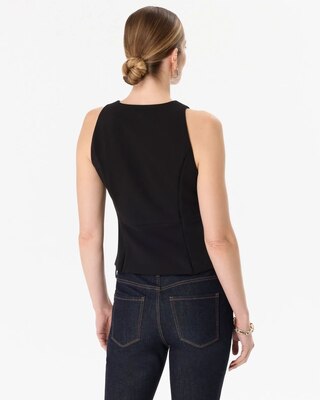 Faux Leather Trim Crepe Vest click to view larger image.