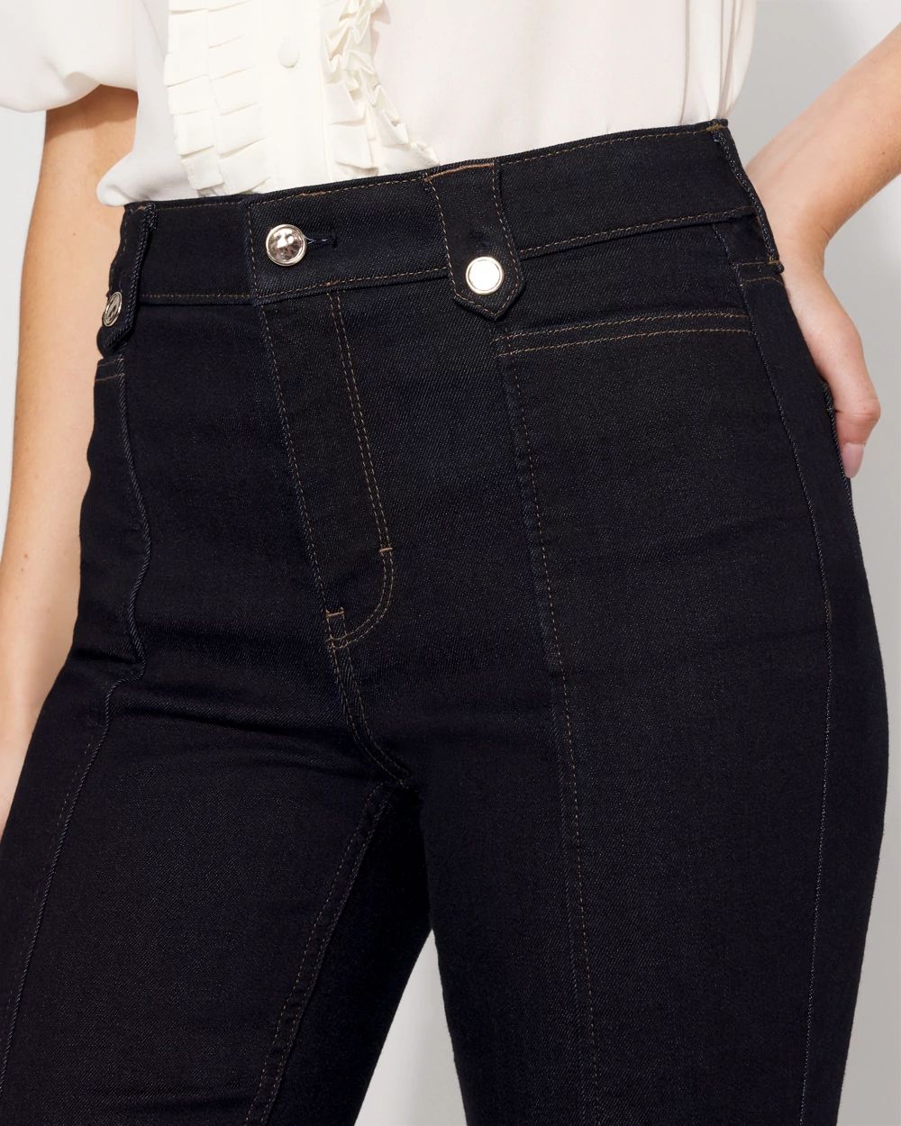 Petite High-Rise Tab-Waist Bootcut Jean
