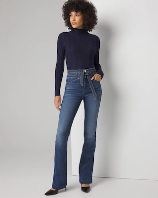 Extra High-Rise Everyday Soft Denim™ Belted Trapunto Flare Jeans click to view larger image.