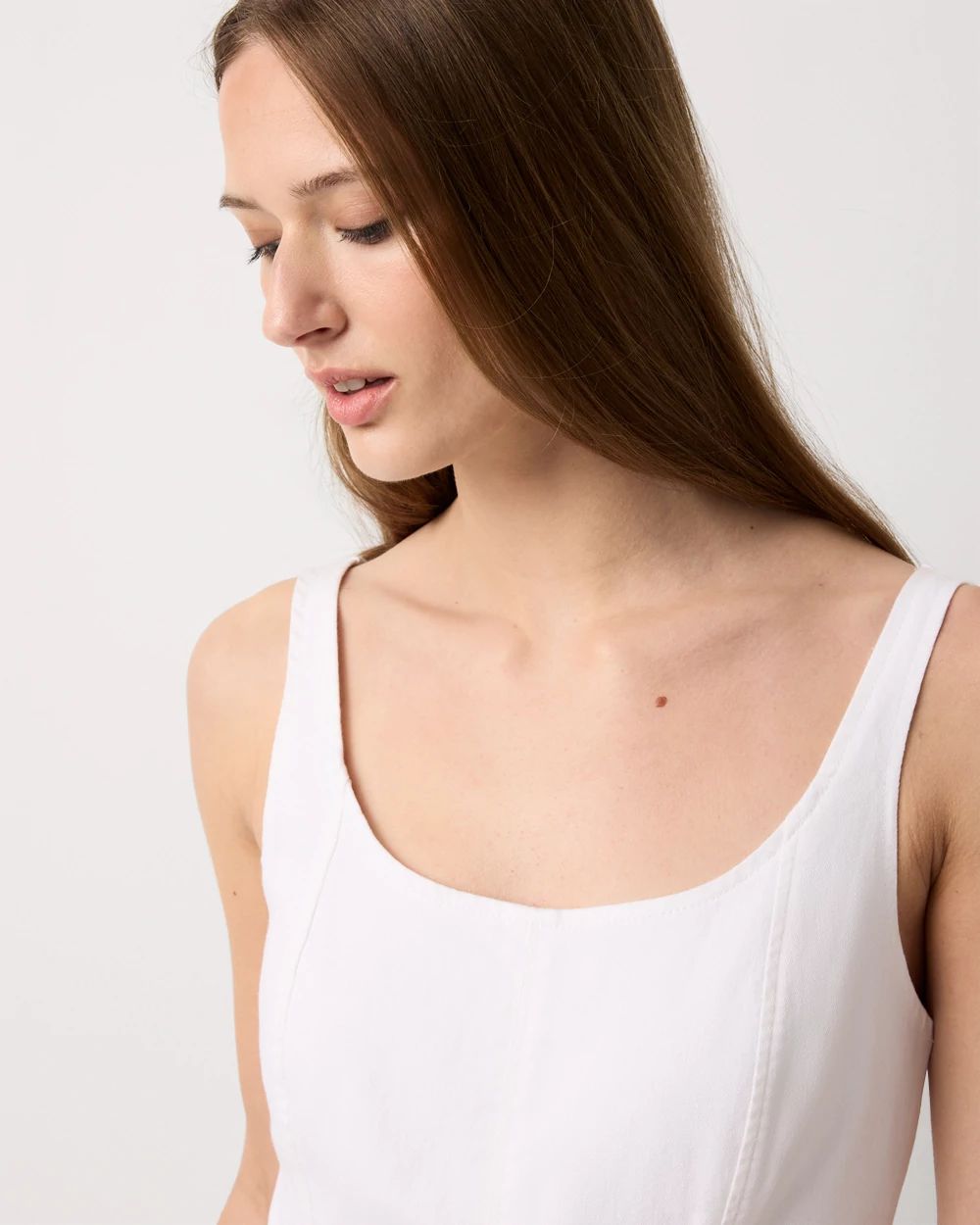 Sleeveless Tie-Waist Denim Dress click to view larger image.