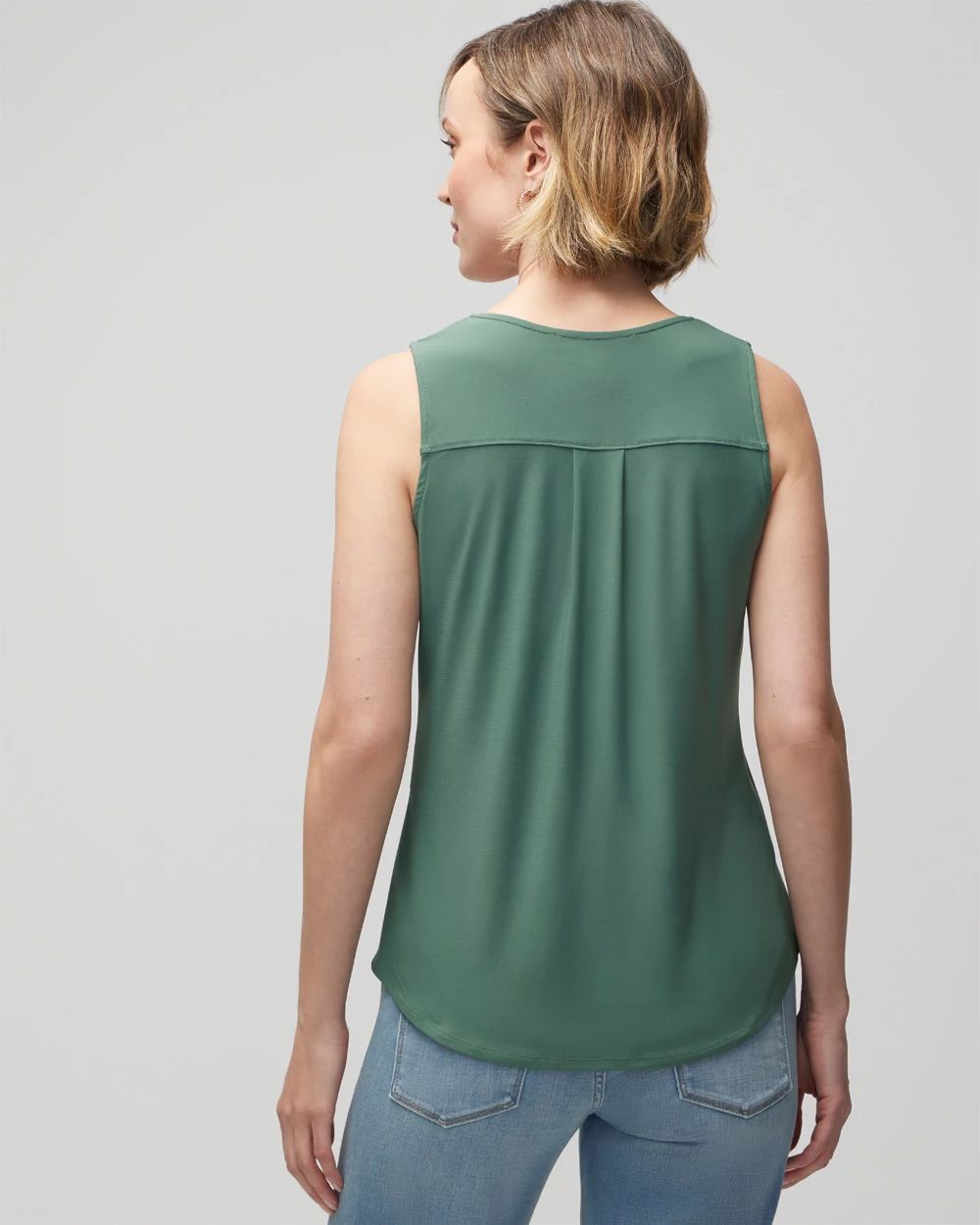 Matte Jersey Lace Notch Neck Tank