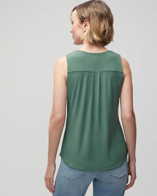 Matte Jersey Lace Notch Neck Tank
