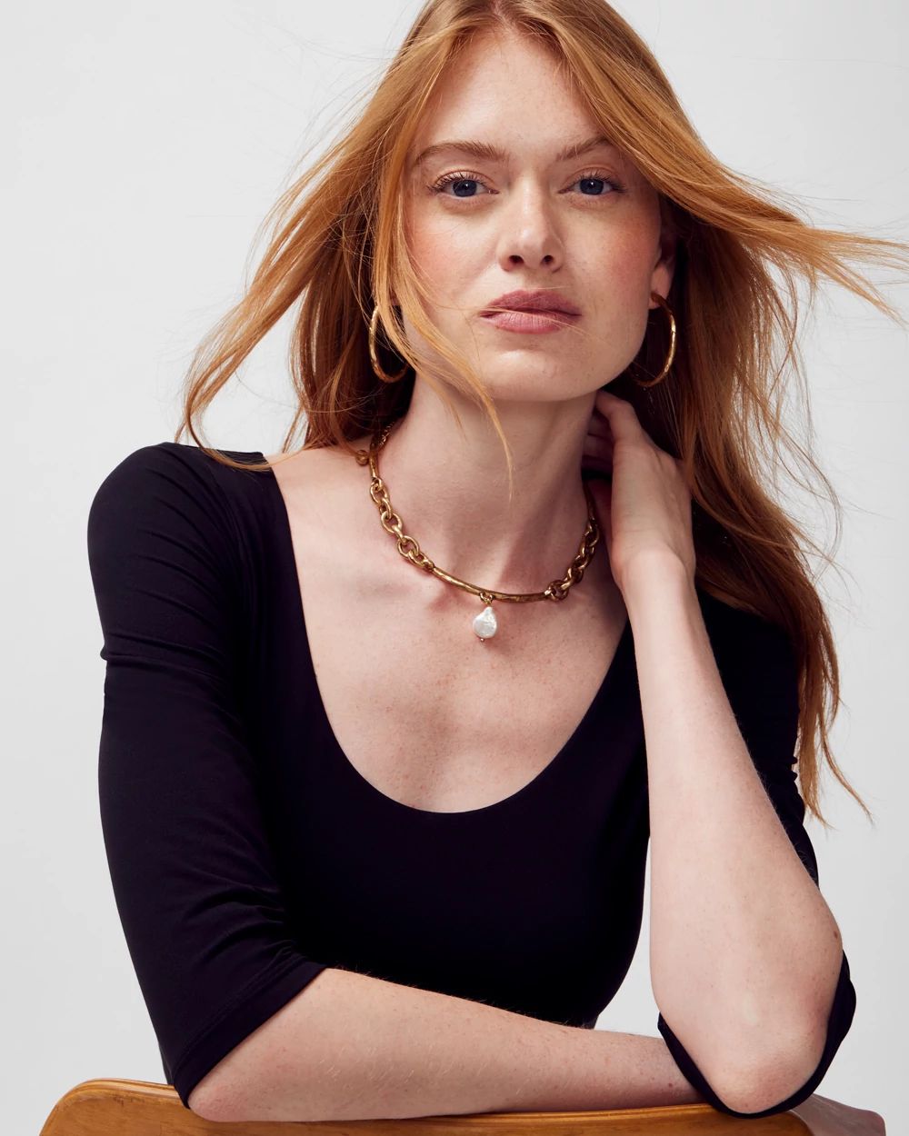 WHBM® FORME 3/4-Sleeve Boatneck Top