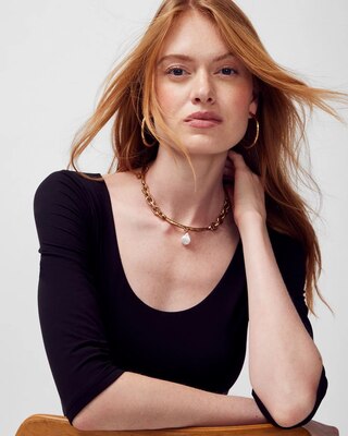 WHBM® FORME 3/4-Sleeve Boatneck Top