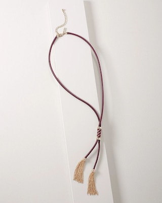 Goldtone Leather Tassel Y-Necklace click to view larger image.
