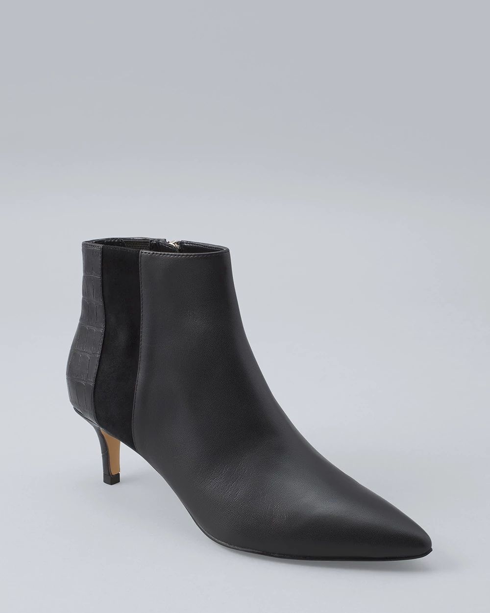 Leather Low-Heel Ankle Bootie