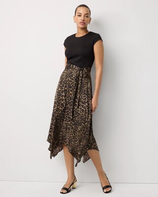 Petite Satin Handkerchief Hem Dress