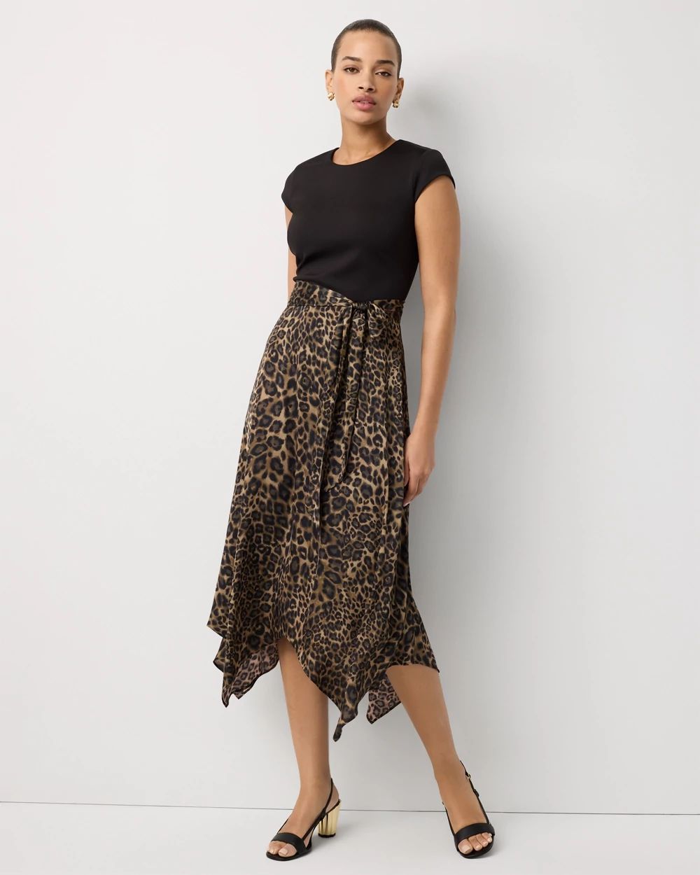 Petite Satin Handkerchief Hem Dress