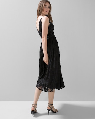 Sleeveless Deep V-Neck Burnout Midi Dress click to view larger image.