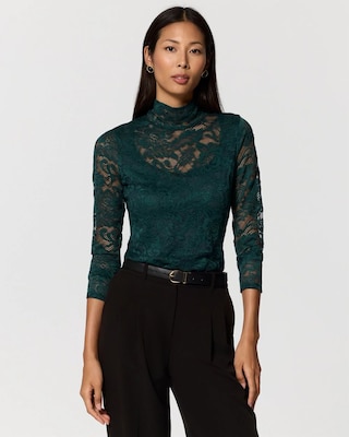 Lace Mockneck Long Sleeve Top