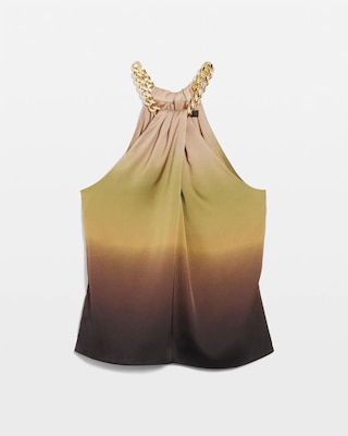 Satin Chain-Neck Halter Top click to view larger image.