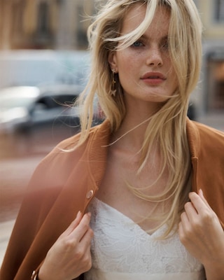 Faux Suede Bomber Jacket click to view larger image.