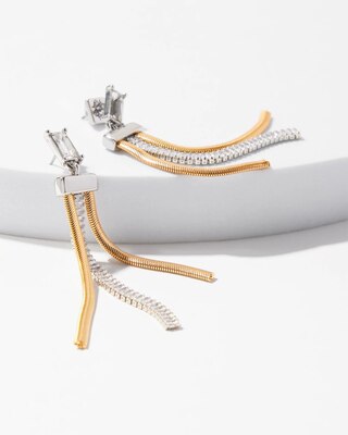Mixed-Metal Crystal Snake Linear Earrings