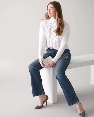 Curvy High-Rise Everyday Soft Denim™ Beaded Skinny Flare Jeans