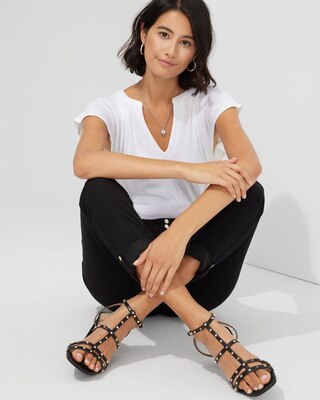 Outlet WHBM Notch-Neck Ruffle-Sleeve Tee