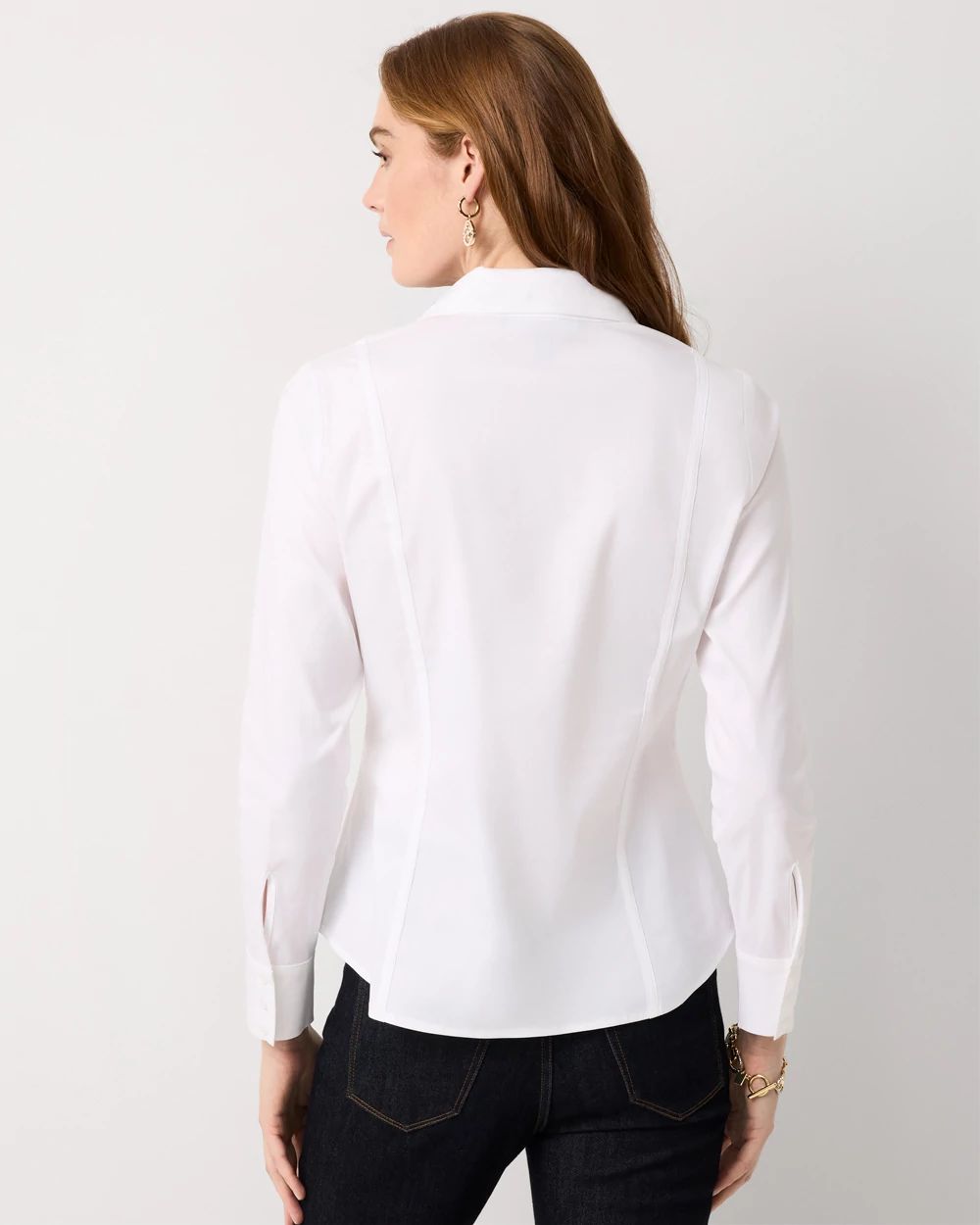 Y-Neck Poplin Shirt click to view larger image.