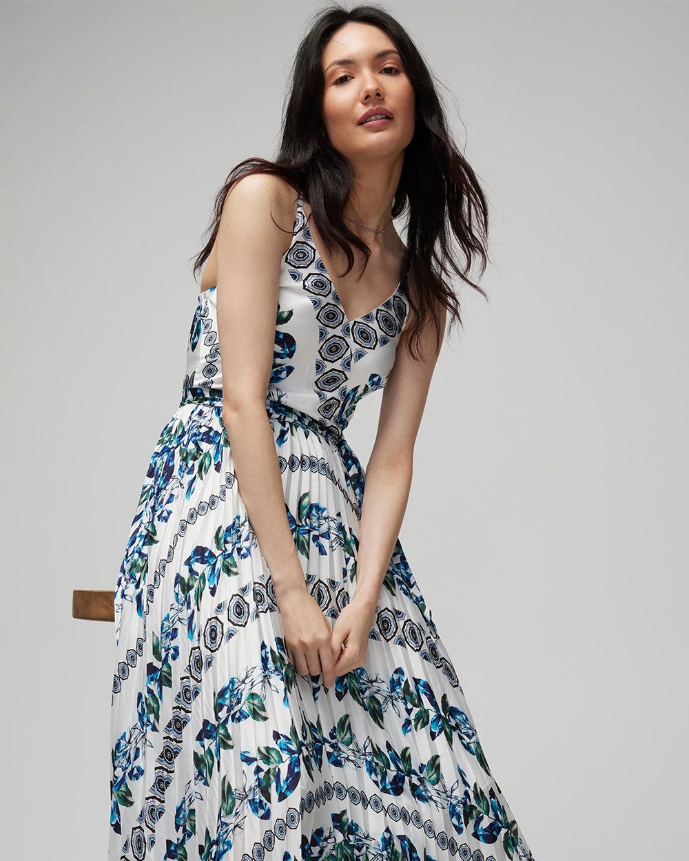 Halter pleated waisted maxi dress shop
