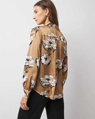 Long Sleeve Cuff Satin Shirt click to view larger image.