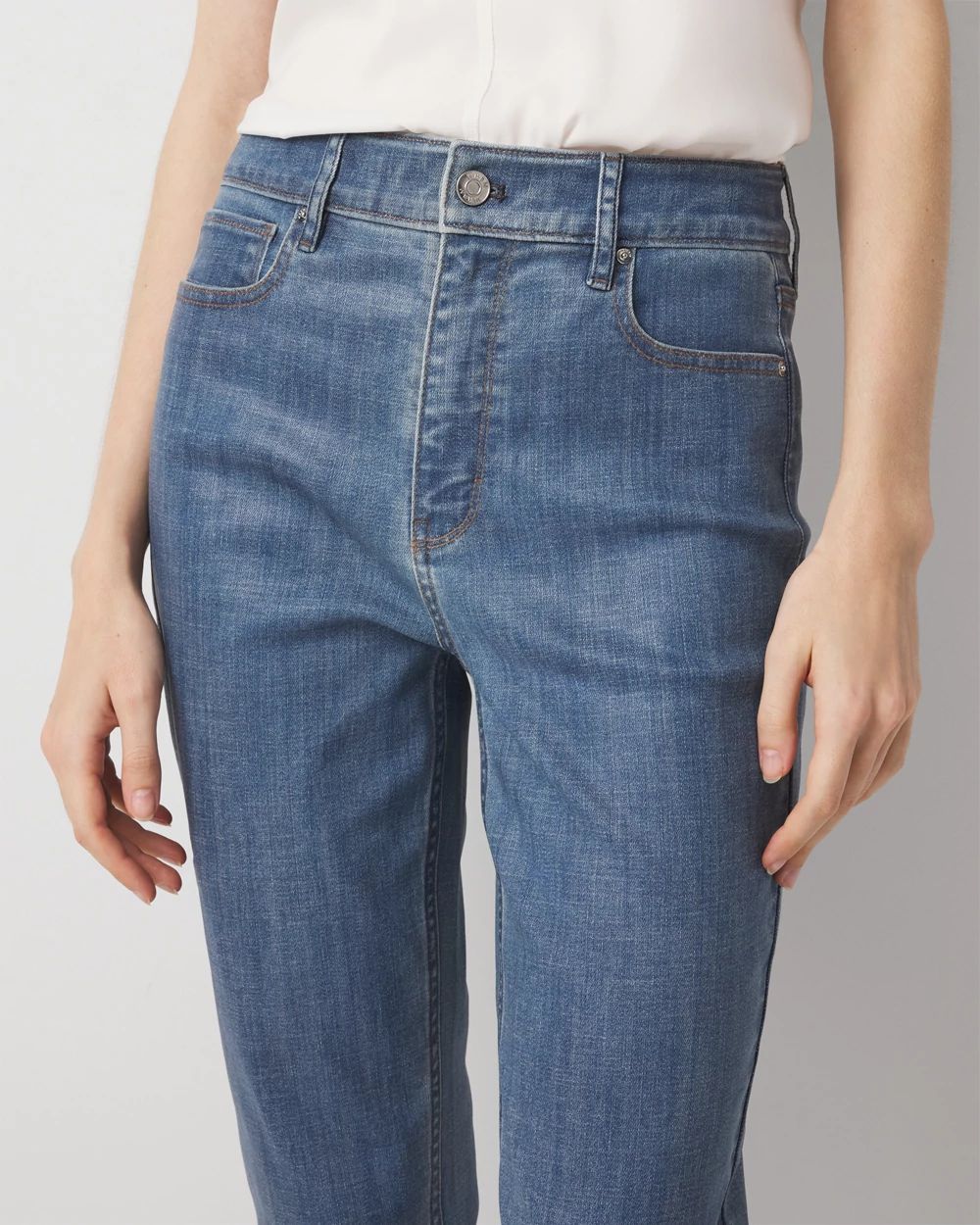 Petite Clear Coated Extra High Rise Elongated Slim Jean click to view larger image.