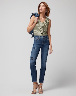 Satin Ruffle Front Shell