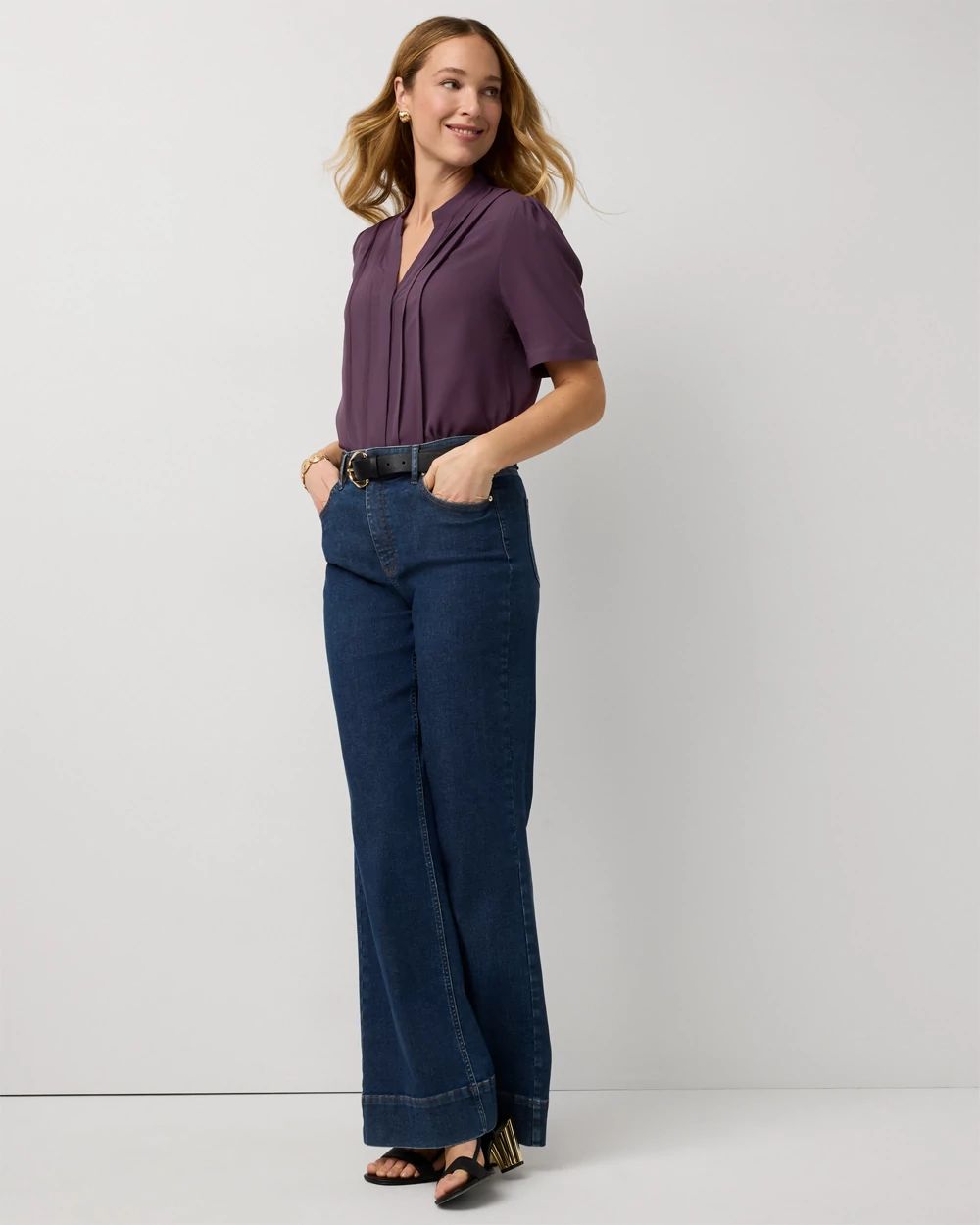 Petite Pleated Crepe Shirt