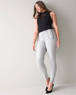 High-Rise Sailor Button Skinny Jeans