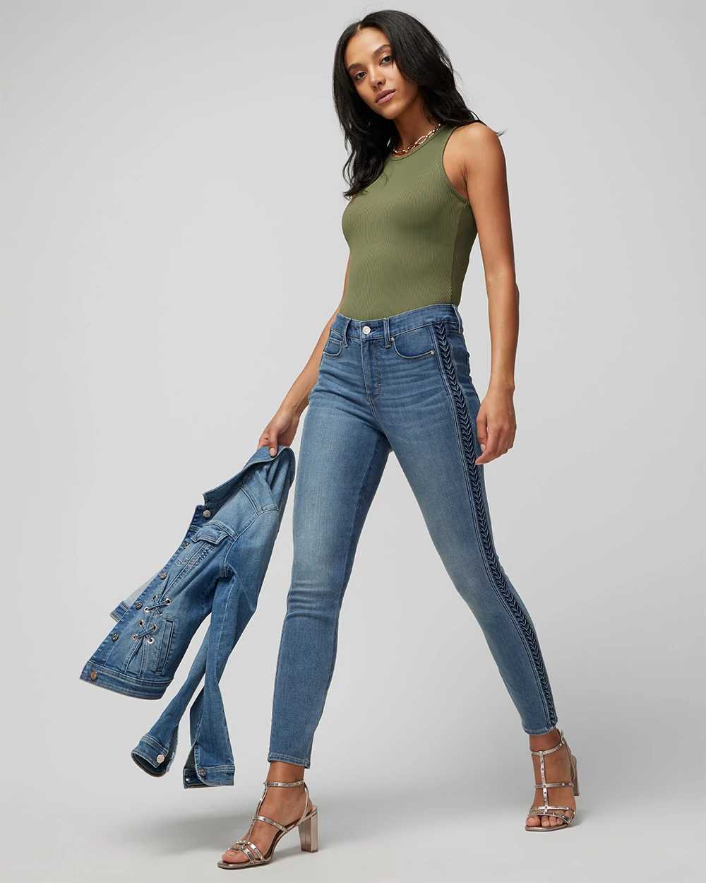 High Rise Sculpt Pleated Skinny Jeans
