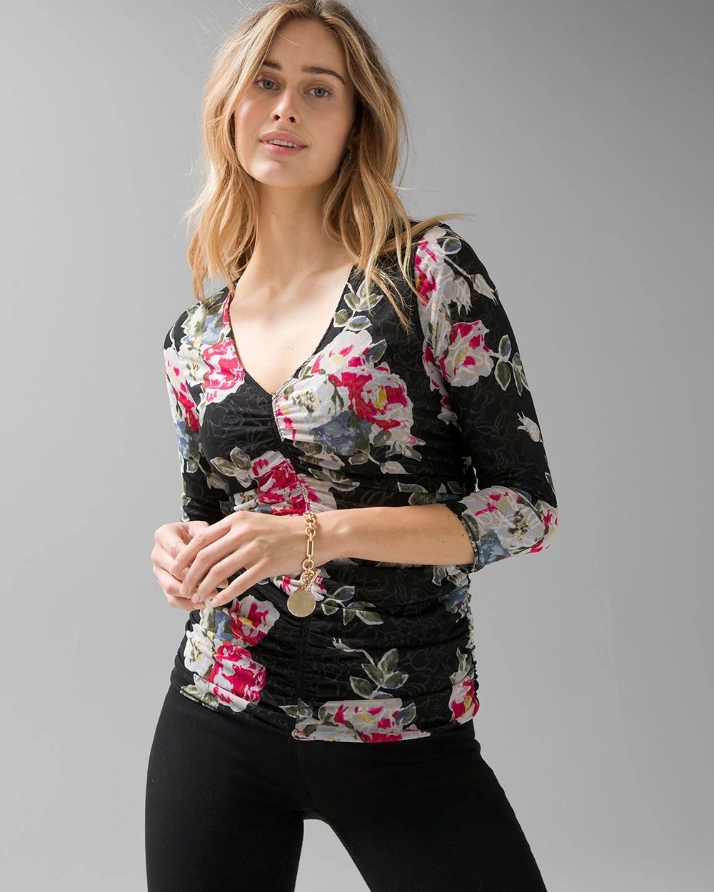 3/4 Sleeve Reversible Mesh Top