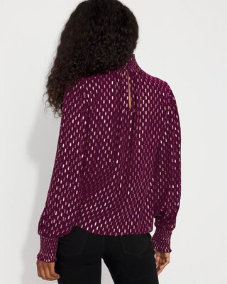 Jacquard + Gold Clip Mock Neck Blouse click to view larger image.