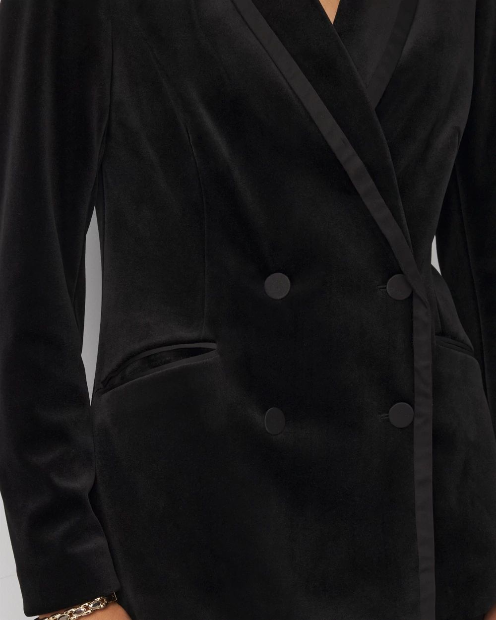Petite Satin + Velvet Tuxedo Jacket