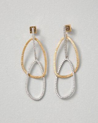 Mixed Metal Pavé Drop Earrings