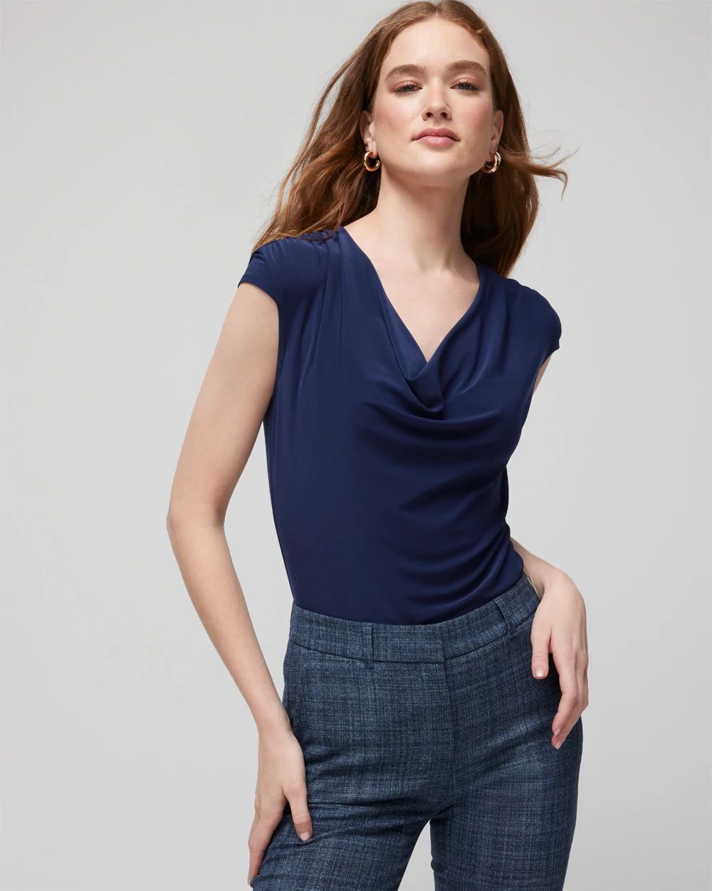 Matte Jersey Cowl Neck Shell Top