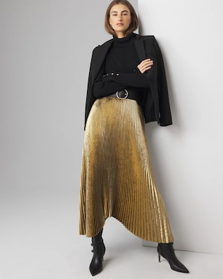 Metallic Pleated Skirt