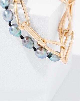Gold Grey Fresh Water Pearl Bracelet