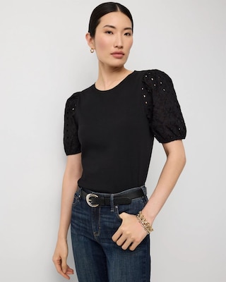Eyelet Sleeve Cotton Tee