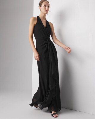 Sleeveless V-Neck Draped Maxi Gown click to view larger image.