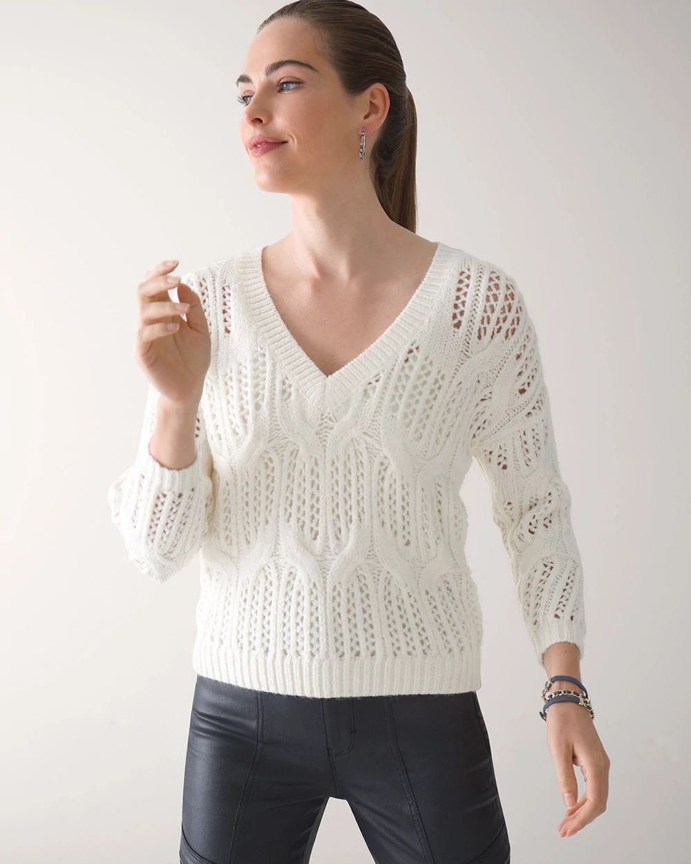 Long Sleeve Chunky V-Neck Sweater