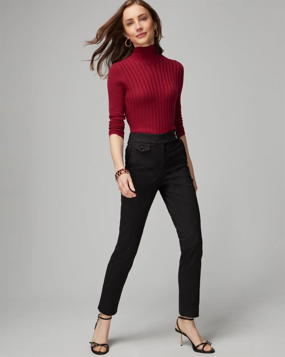 Jacquard Straight Ankle Pant